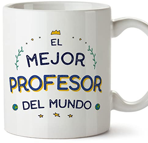MUGFFINS Tazas para PROFESOR hombre - En Español - Mejor del Mundo - 11 oz / 330 ml - Regalo original y divertido