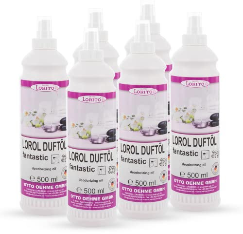 Lorito Lorol Fantastic Duftöl 6 x 500 ml, Raumduft Spray für Toilette, Bad und WC, Lufterfrischer mit erfrischendem Duft