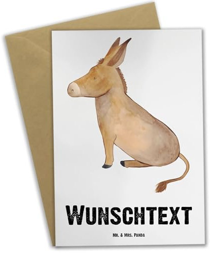 Mr. & Mrs. Panda Personalisierte Grußkarte Esel - Personalisierte Geschenke, tapferkeit, lustige Sprüche, Personalisierte Einladungskarte, Grußkarte