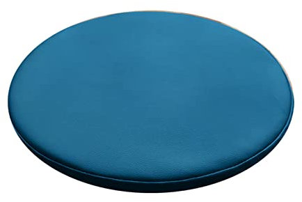 ZIBENE Stuhlkissen Rund 35cm, Barhocker Sitzkissen Rund 35cm Durchmesser, Waschbar Sitzpolster Stuhl Rund Wasserdicht Leder Bezug, Memory-Schaumstoff Stuhlauflagen KüChenstuhl Blau