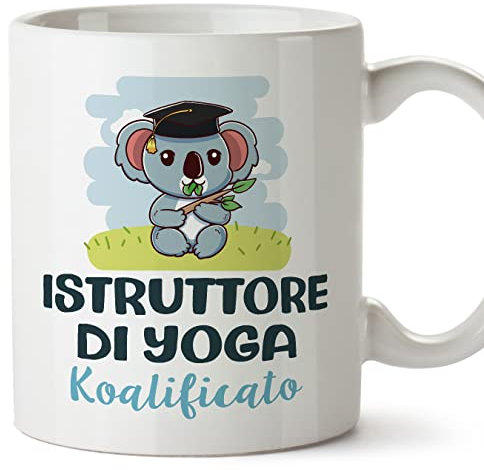 Mugffins Tazza in ceramica per ISTRUTTORE DI YOGA uomo 11 oz / 350 ml - In italiano - Koalificato/Koalificata - Idea regalo per compleanno, anniversario, natale, laurea