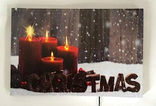 Luna24 simply great ideas... LED Leinwandbild Adventskerzen im Schnee, 45 x 30 cm, batteriebetrieben, Deko Bild, Wanddeko, Wandbild mit Beleuchtung, LED Bilder mit LED-Beleuchtung