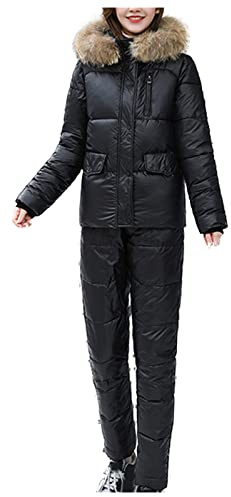 LZPCarra Schneeanzug Damen 2 Teilig Skianzug Snowboardhose Und Snowboardjacke-Skianzug Zweiteilig Skijacke Mit Fell Skibekleidung Set Ski Suit SkianzüGe FüR Skifahren