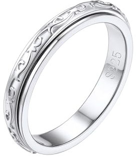 FOCALOOK Eheringe Silber Ringe 925 Frauen Keltischer Knoten Ring Schmal Spinner Ring Größe 64mm Fidget Ring Herren Partnerringe Stimmungsring Verlobungsring Stress Ring Keltischer Schmuck