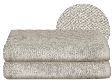 BEAUTEX Handtuch-Set Premium Frottier Sets Made in Europe, 100% Baumwolle 550g/m², Oeko-TEX Zertifiziert (Set: 2 Badetücher - 70x140 cm in Sandgrau)
