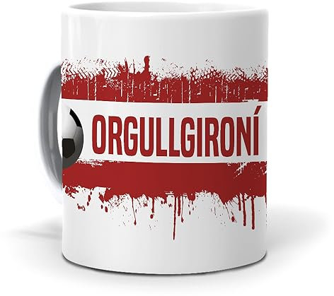 mundohuevo Taza Personalizada con Texto. Regalo Original. Girona. Regalo Equipo de Futbol. Haz