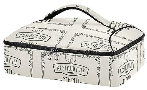 Kcldeci Isolierte Auflaufform Tragetasche Vorlage Menü Lebensmittelträger für heiße oder kalte Reisen Potluck Partys, Picknick, Cookouts, Strand, mehrfarbig, Einheitsgröße, home