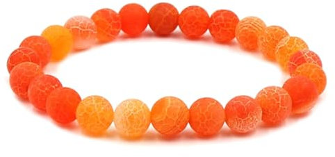 Daesar Perlen Armbänder 8MM, Herren Armband Perlen Orange Gelb Achat Armband Männer Personalisiert 19CM