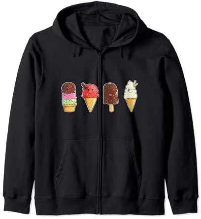 Helado Retro Comer Palo De Madera Cuchara De Helado Cono De Sudadera con Capucha
