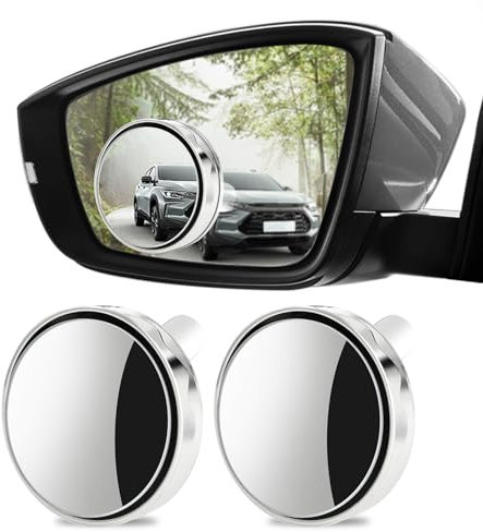 luwiscook 2 Stück Blind Spot Spiegel – Upgraded 360° drehbare konvexe Rücksichtsspiegel, HD Glas Weitwinkel für Autos, Lkw & SUVs Wasserdicht & Glanzschutz, Silber Runde Sicherheitsspiegel