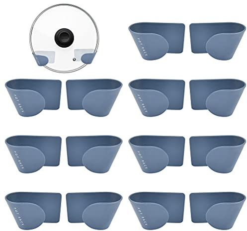 Paquete de 8 Rejilla para Tapas de Ollas de Pared Soporte Tapas Ollas Soporte para Tapas de Ollas Estante Para Tapa Organizador de Olla Soporte Soportes Para Tapas Soporte de Tapa Grande Azul