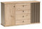 Kommode mit Lamellen MALI, 142,1 x 85,4 x 40,6 cm, Große Sideboard mit 2 Türen und 4 Schubladen, Moderne Möbel Ideal für Wohnzimmer, Laminierte Möbelplatte, ohne Metallfüßen - Artisan Eiche/ Schwarz