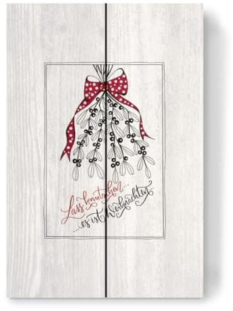 artboxONE Holzbild 30x20 cm Weihnachten Lass Knutschen - Typo von Künstler MissSusi