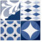Smart Tiles Credence Adhesive pour Cuisine - Vintage Bleu/Blanc/Jaune, Carrelage Adhesif Mural salle de bain 3D, 5 Stickers Muraux (22.86x22.86 cm), Autocollant Carreaux Adhesif fabriqué au Canada