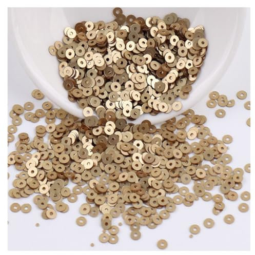 Yurosiay Pailletten zum Basteln 4mm 2000pcs Glitzer Lose Pailletten Bulk zum Aufnähen Kunststoff Runde Pailletten mit Loch für DIY Schmuck Nähen Festtag Kleiderdeko Gold 2mm 4000pcs