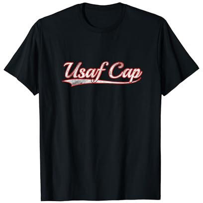 Usaf Cap Vintage Varsity Distressed Throwback Style T-Shirt
