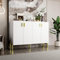 Sideboard, Kommode, Küchenschrank mit großer Stauraum und 4 Türen, 6 verstellbare Einlegeböden, Metallbeine, 120 cm Breite, für Wohnzimmer, Esszimmer, Eingang, Küche, Flur, Weiß, 41Tx120 Bx 95 H cm