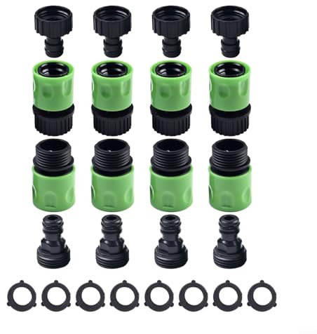 Juego de conectores de manguera de jardín, compatible con grifos, aspersores, boquillas y más