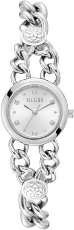 Guess P SLV CS/Sun SLV DL/P SLV Logo BRCT W/CRYS W/ADJT G Links, Silber
