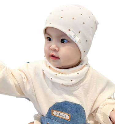 VUCDXOP Baby Kinder Baumwolle Mütze Schal Set Winter Jungen Mädchen Beanie Hüte + Schlauchschal 2er Set Herbst Winter Weich Baumwolle Beanie Mütze Hut Halstuch Rundschal Nackenwärmer Set
