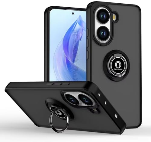 HONLEN Coque pour POCO X7 Pro 5G (6.67 inches), Etui de Téléphone Portable en Silicone Transparent Mat avec Support de Bague - Le Noir
