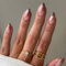 Ombre French False Nails Short Almond, SXVME French Press on Nails short, Gradient Brown Full Cover Fake Nails Almond, Elegant Ombre Brown Nails Press on, Acrylic Stick on Nails for Women Daily Wear