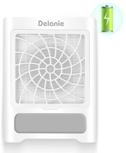 Delanie Cordless Nail Dust Collector Professional with Reusable Filter, Powerful & Low Noise Nail Dust Extractor Fan for Manicure Pedicure, Rechargeable Dust Collector for Acrylic Nails, Nail Salon