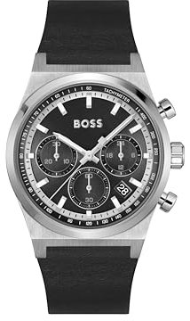 BOSS Chronograph Quarz Uhr für Herren Kollektion Candor Chrono mit Schwarzes Lederarmband - 1514218