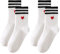 2 Paar Weiß Socken Mit Herz Tennissocken mit Motiv,Tennissocken Lustig,Socken Tennis Motiv,Baumwolle Socken Herzen Damen,Tennissocken Motiv,Sportsocken,Einheitsgröße,Geeignet für Damen und Mädchen