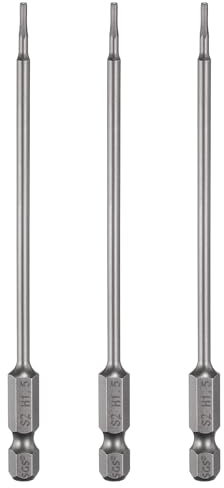 sourcing map Lot de 3 forets à tête hexagonale H1,5 - 1,5 mm - Pointe plate métrique - Tige hexagonale de 110 mm de long - Tournevis industriel