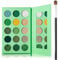 Grüner Lidschatten - 15 Farben Hochpigmentiert Wasserfest Eyeshadow Palette - Feiner Puder Mit Matter Und Schimmernder Textur Make Up Palette Mit Pinsel Und Spiegel (Grün)