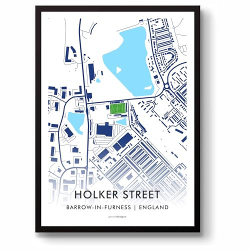 GroundDesigns BARROW AFC Calcio Regalo HOLKER STREET Stadio Art Map Unframed A3 Stampa