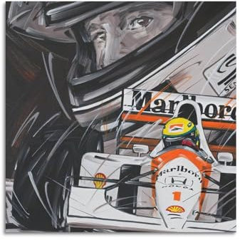 XKUGA Supercar-Poster, MP4-4, Senna Racing, Legendärer Fahrer, Poster, dekoratives Gemälde, Leinwand, Wandposter und Kunstdruck, moderne Familienschlafzimmer-Dekoration, Poster, 30 x 30 cm