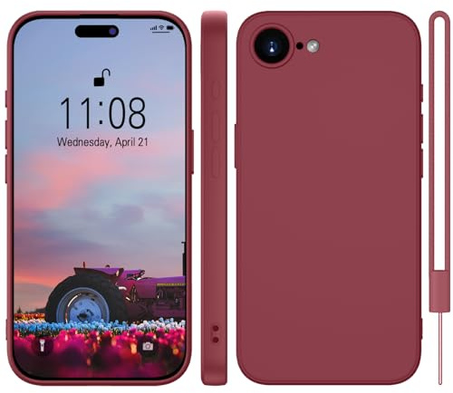 WXX für iPhone 16e Hülle Silikon Case 6.1'' Dunkel Rot | Handyhülle für iPhone 16e Dünn Slim mit Microfiber,Kratzfeste Rundumschutz Case Hülle