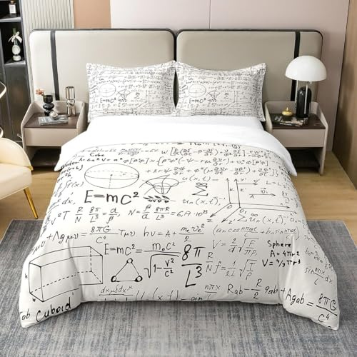 Manfei 100% Baumwolle Bettbezug Set M Größe,Mathe Bettwäsche Sets für Kinder Mädchen Jungen Frauen Zimmer Dekor,Geometrische Mathematik Tröster Bezug Soft All Season Quilt Cover,1 Kissenbezug