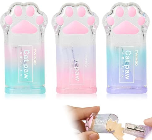 HABNI 3 Stück Bleistiftspitzer, Penna Roller con Niedliches Katzenpfötchen-Design, Anspitzer Kinder, Silicone, für Standard Bleistifte, Spänebehälter, Spitzer für Schule Büro