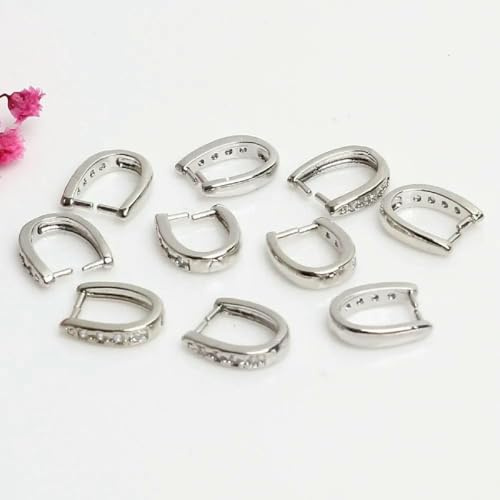 5 Stück Messing-Anhänger-Klemmhaken, Eispickel-Klemmhaken, Perlen-Kristall-Anschlussverschlüsse für DIY-Halsketten, Schmuckherstellung, Zubehör, Rhodium