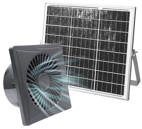 Nasfacbve - Ventola di scarico solare da 12 V 12 W con ventilatore a pannello solare, estrattore d'aria per ventilatore da soffitto e casa