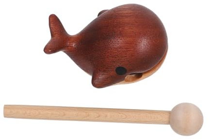 ULTECHNOVO Niedliche Wal Holzfigur als Schlaginstrument Braunes Holz 1 Dekorative Skulptur für Schreibtisch und Kleine Räume Musikspielzeug