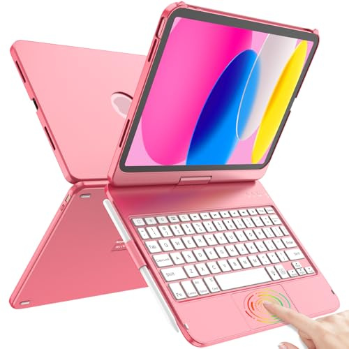 TQQ Touchpad Keyboard Case for iPad A16 11th Generation 2025 and 10th Generation 2022 (11/10.9 inch), Multi-Touch Precision Trackpad, 360° Rotatable, Thin & Light, Compatible with iPad 11/10 Gen
