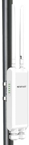NEWFAST AC1200 Repetidor WiFi Potente Exterior para Larga Distancia, Punto de Acceso, Amplificador Señal WiFi Exterior Doble Banda 5.8Ghz/2.4Ghz, Soporte PoE, WPA2