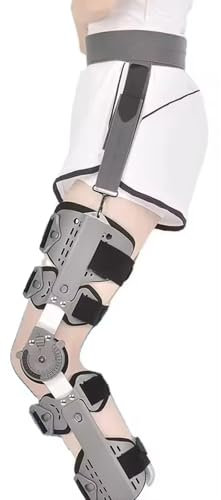 Rodillera articulada ROM Ajustable, transpirable, cinturón de soporte para la extremidad inferior con correa para el hombro Rodillera postoperatoria para mujeres y hombres, Ajuste multiángulo