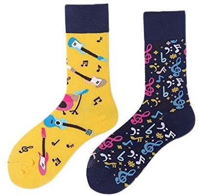 NxnChc Lustige Socken Für Damen Und Herren Unisex Viele Motive Tier Essen Obst Sport Kunst Aus Baumwolle Geschenk Asymmetrische Muster Links Und Rechts