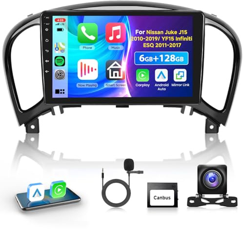 6G 128G VECHTEL 9 Bluetooth-Autoradio für Nissan Juke J15 2010-2019/ YF15 Infiniti ESQ 2011-2017 Carplay Android Auto,DSP EQ,1280 * 720,WiFi GPS,RDS/FM Radio 2 Din mit AHD Rückfahrkamera
