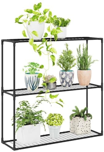 vidaXL 3-stöckiger Pflanzenständer Schwarz 100 x 32 x 102 cm Stahl