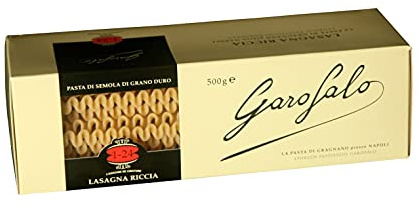 Garofalo Lasagna Riccia 500g, Hartweizen-Grieß, vegan, Pasta aus Italien, gewellte Lasagne-Nudeln, fertig in 20 Minuten