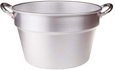 Pentole Agnelli FAMA85S50 Pot à tomates en Aluminium avec 2 poignées, Type sud (chaudière), diamètre 50 cm, 66,7 litres, Argent