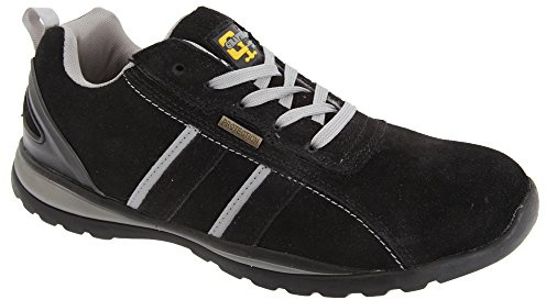 Grafters Mens Safety Toe Cap Trainer Shoes (11 UK) (Black/Grey)