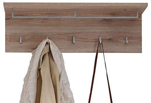 trendteam smart living - Malea - Garderobenpaneel - Eiche San Remo - Wandboard für die Garderobe - 5 Kleiderhaken, 1 Kleiderstange - (BxHxT) 88 x 29 x 27 cm - mit Hutablage
