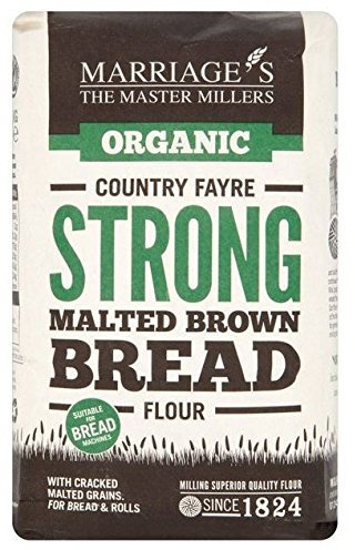 W & H Marriage & Son Organic Country Fayre Strong Malted Brown Bread Flour 1kg (Pack of 6)